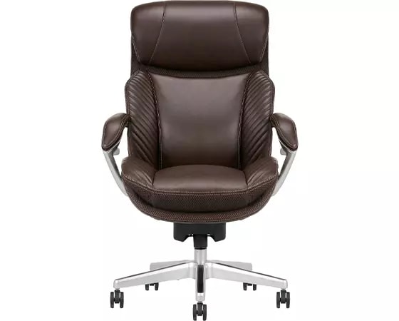 

Office Depot - Serta iComfort i6000 Series Big & Tall Ergonomic Bonded Leather High-Back Executive Chair, Brown/Silver