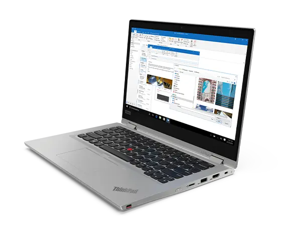 thinkpad L13 yoga open silver front side view