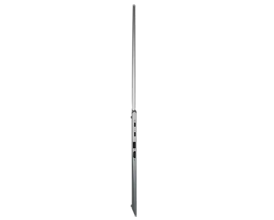 Linkerzijaanzicht van de Lenovo ThinkPad X1 Yoga Gen 7-laptop, 180 graden geopend.