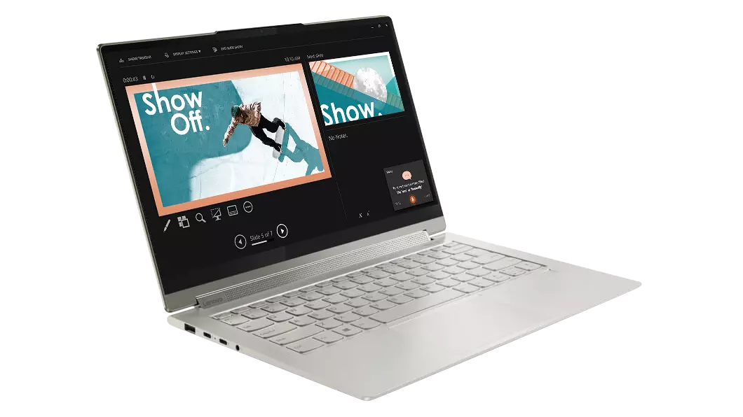 Lenovo Yoga 9i (14) left side view in laptop mode