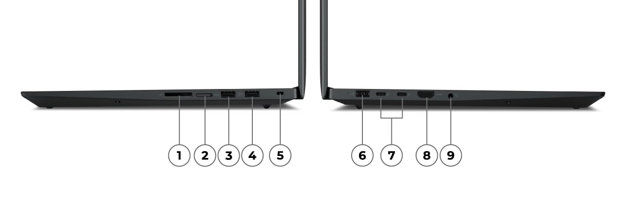 Left- and right-side profiles of Lenovo ThinkPad P1 Gen 6 (16