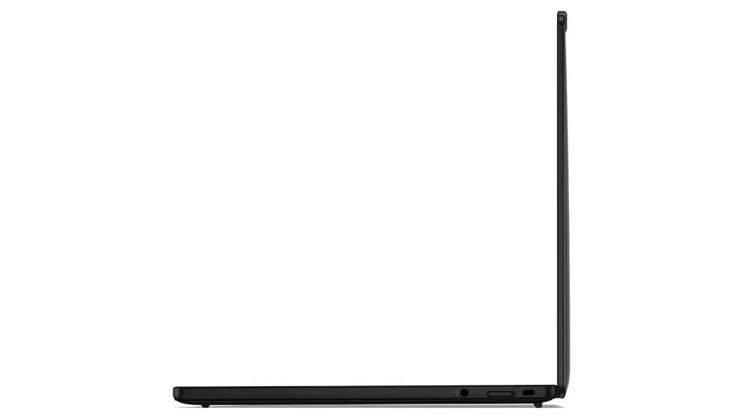 Profil der rechten Seite des Lenovo ThinkPad X13s, um 90 Grad geöffnet.