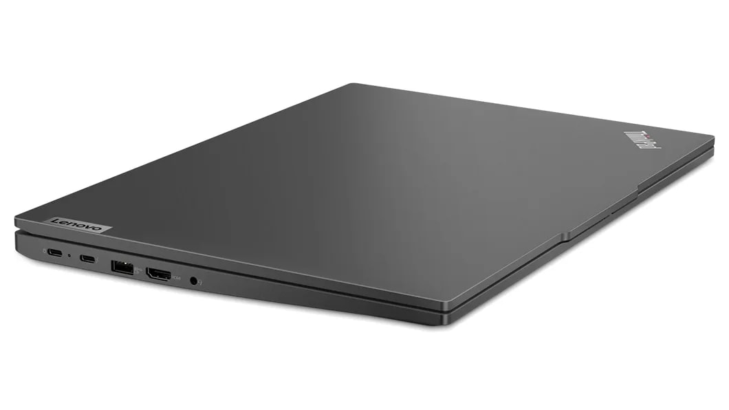 Lenovo ThinkPad E16 (16, Intel) laptop – front view from the left, lid closed
