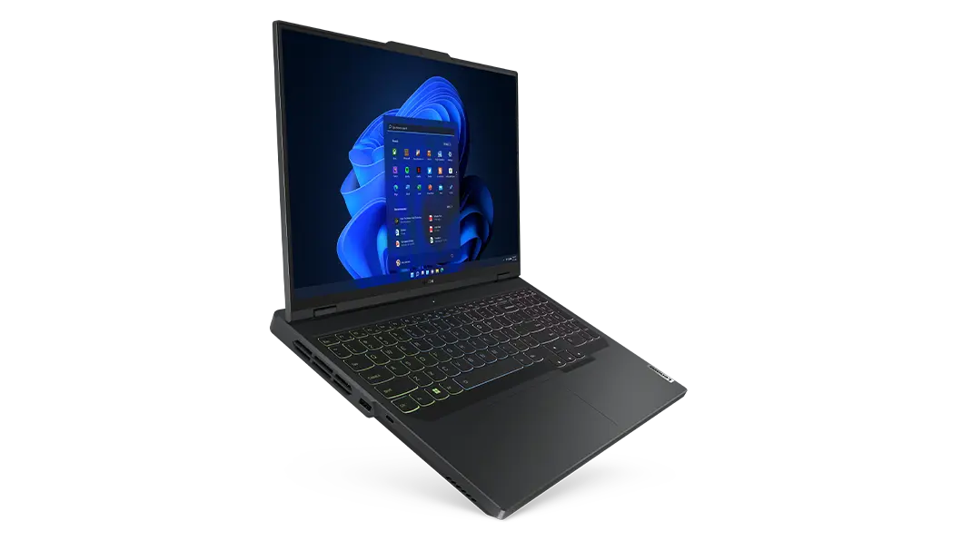 Legion 5 Pro Gen 8 (16, AMD) angled to the right with the screen on