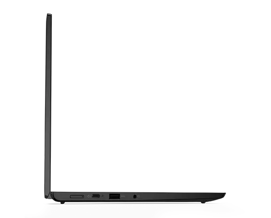 Left-side profile of the Lenovo ThinkPad L13 Gen 4  laptop open 90 degrees, showing ports & slots.
