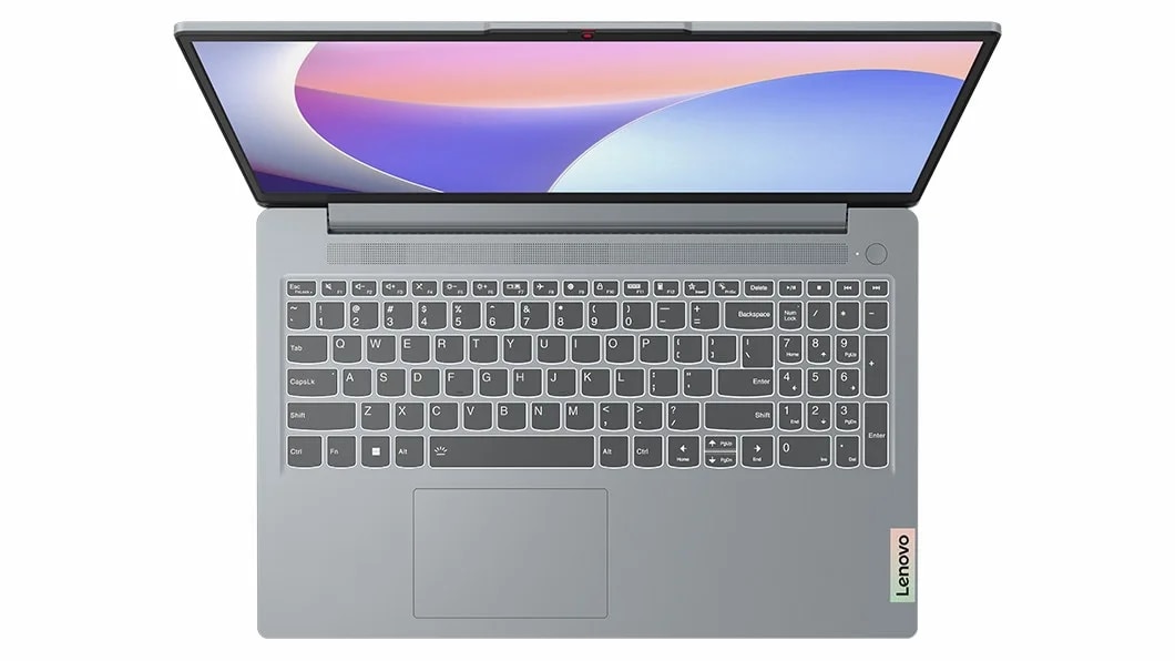 Overhead shot of keyboard on the Lenovo IdeaPad Slim 3i Gen 8 laptop.