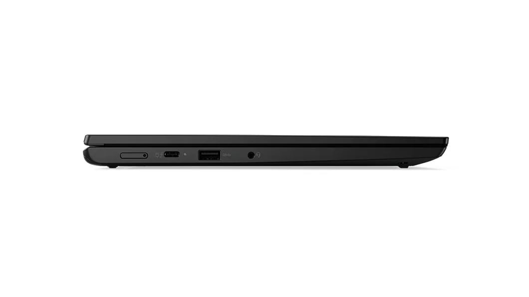 Left-side profile of the Lenovo ThinkPad L13 Yoga Gen 4 2-in-1 laptop, closed.