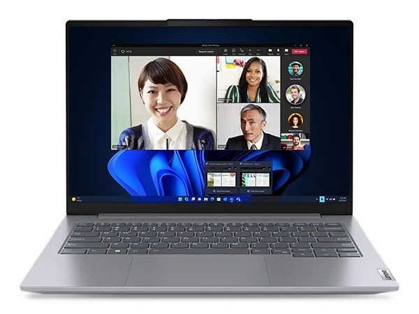 Close up of webcam & video call on the display of the Lenovo ThinkBook 14 Gen 6 laptop.
