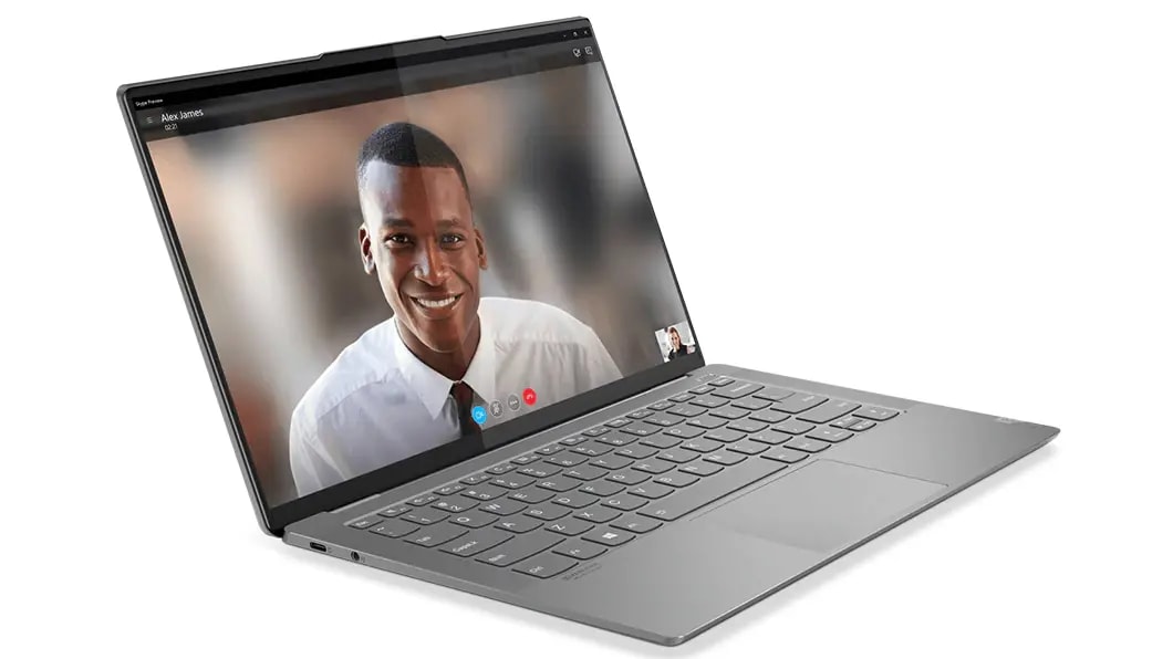 Lenovo Yoga S940 open, with video conference