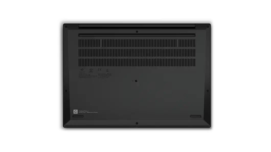 Vista de la parte inferior de la workstation laptop ThinkPad P1 4ta Gen