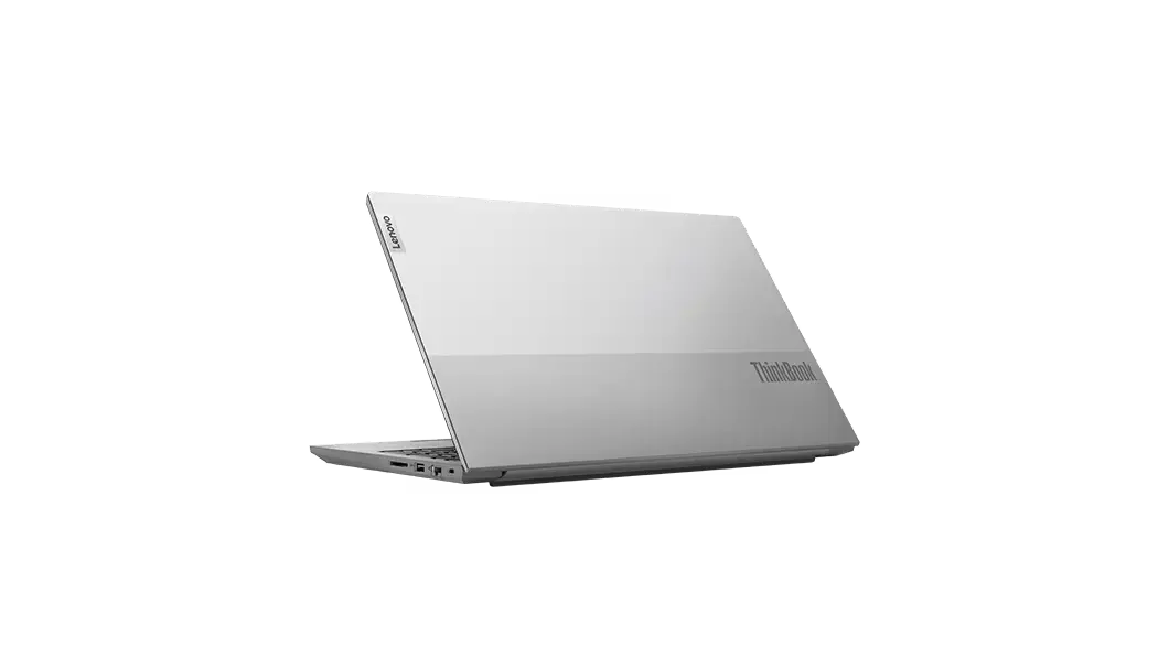 Left rear three-quarter view of Lenovo ThinkBook 15 Gen 2 open 90 degrees