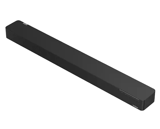 Aerial view of front facing ThinkSmart Bar, sound bar with built-in speaker & mic array, part of Lenovo ThinkSmart Core Full Kit with IP Controller for Teams