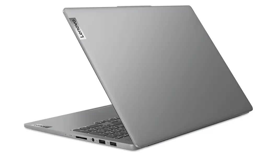 Back right angle view of an opened IdeaPad Pro 5 Gen 8 (16'' Intel), showing right side ports