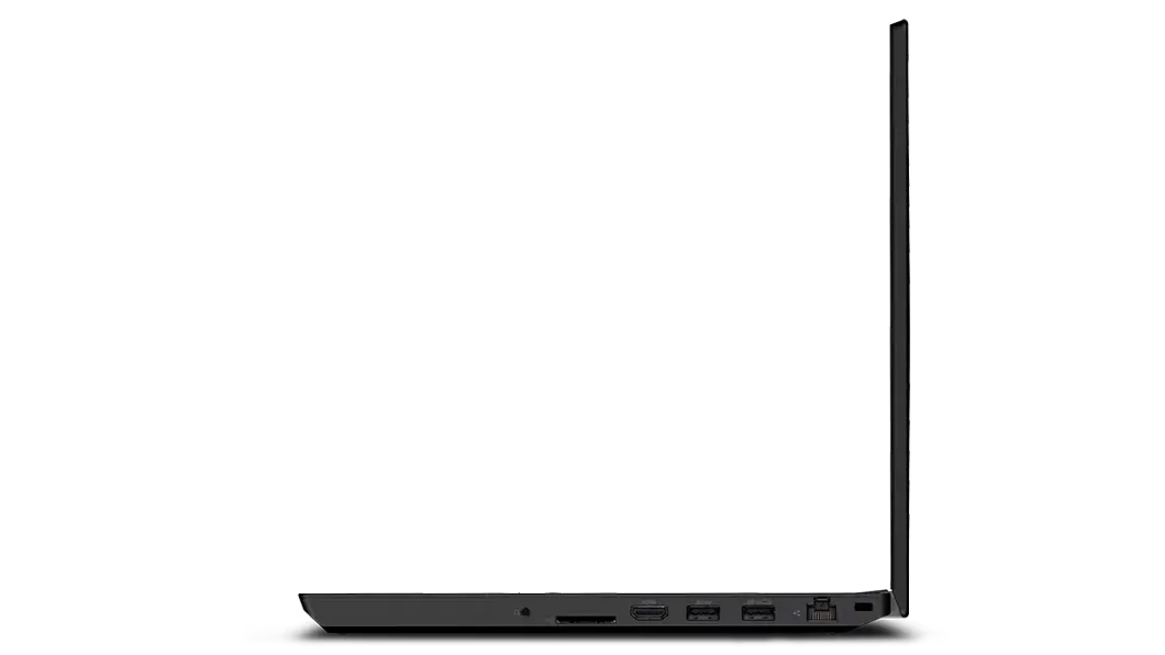 Vista lateral derecha de la workstation móvil ThinkPad T15p de 3ra generación (15&quot; Intel), con la pantalla, el teclado y los puertos