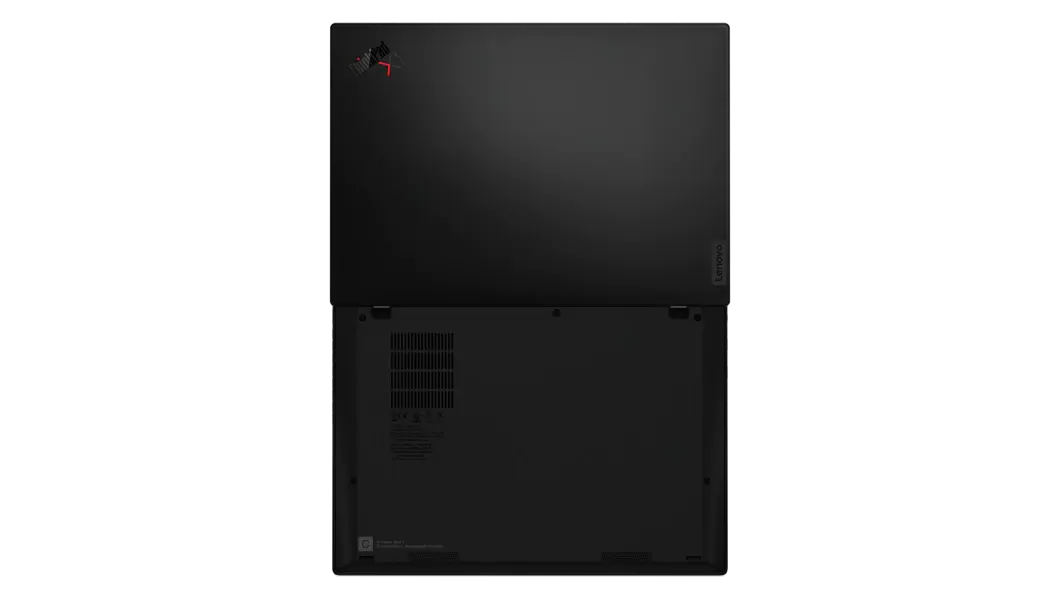 Vista inferior de la laptop ThinkPad X1 Nano de 13” abierta