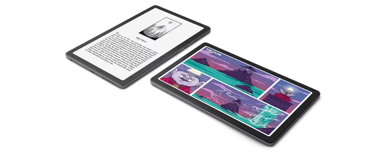 Two Lenovo Tab M9 tablets being used to read