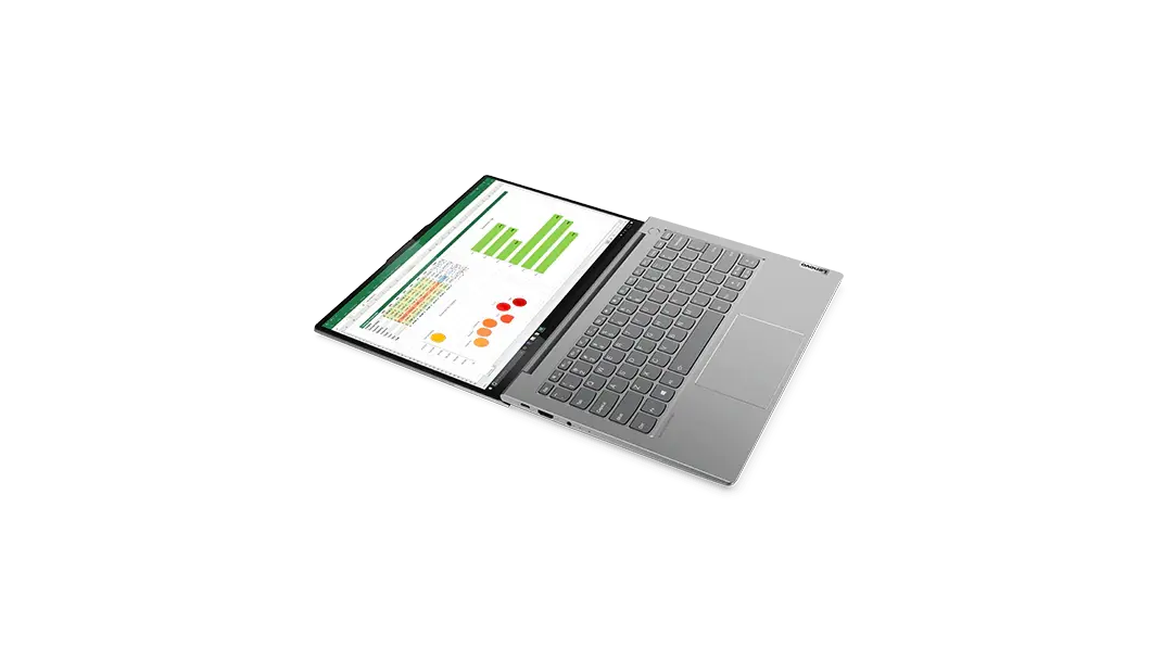 El portátil Lenovo ThinkBook 13s de 2.ª generación (Intel) abierto en horizontal