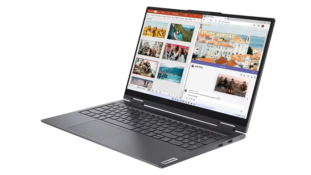 Imagen desde un ángulo derecho de la laptop 2 en 1 Yoga 7i (15.6”, Intel) en color dark moss