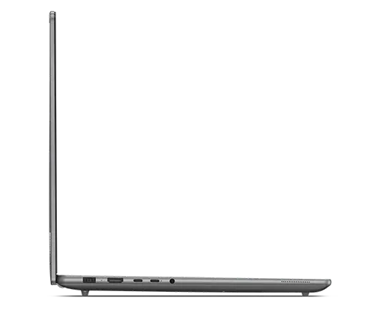 Vue de profil gauche du Lenovo Yoga Pro 9i Gen 9 (16 Intel) ouvert à 90 degrés