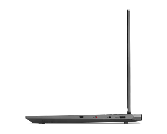 Lenovo LOQ 15IRX9 gaming laptop – right profile, lid open