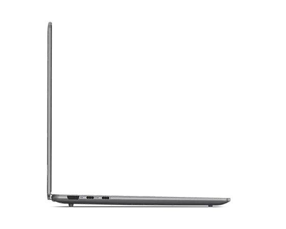 Left side profile view of Luna Grey Yoga Slim 7i Gen 9 laptop