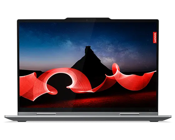 Front-facing Lenovo ThinkPad X1 2-in-1 convertible laptop showcasing the 14 inch display. 