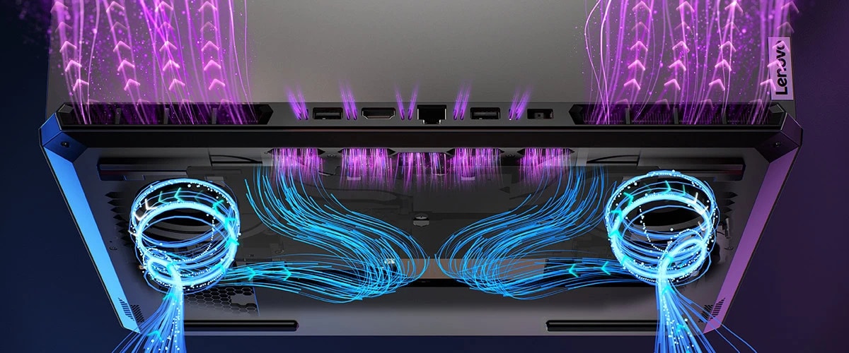 Depiction of air flowing through Hyper Chamber cooling technology