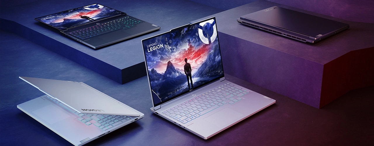 Lenovo Legion 7i Gen 9 (16″ Intel) family shot in both colorways