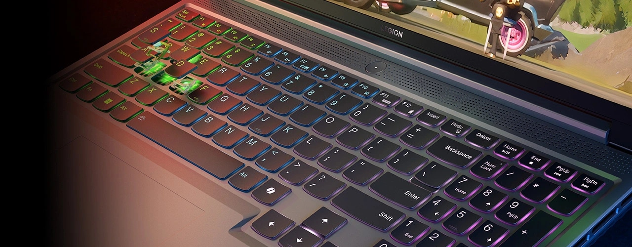 Closeup of the Legion Slim 5 Gen 9 (16 AMD)’s Truestrike keyboard