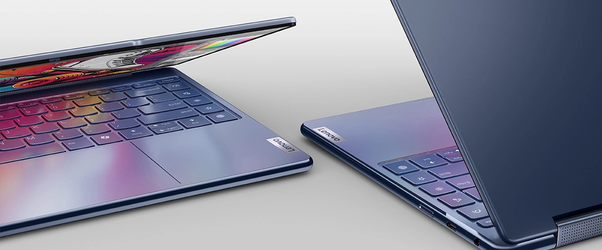 Yoga 9i 2-in-1 Gen 9 (14” Intel) in Cosmic Blue next to another one