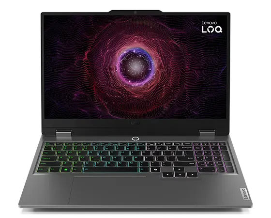 Vista frontal de la laptop Lenovo LOQ Gen 9 (15”, AMD)