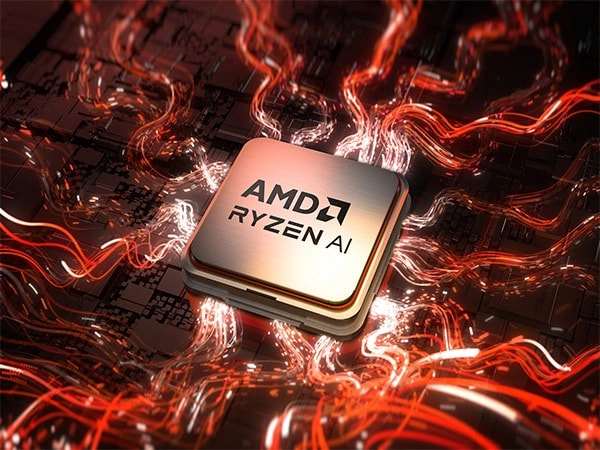 Lähivaade Lenovo LOQ 15AHP9 sülearvuti AMD Ryzen protsessorile