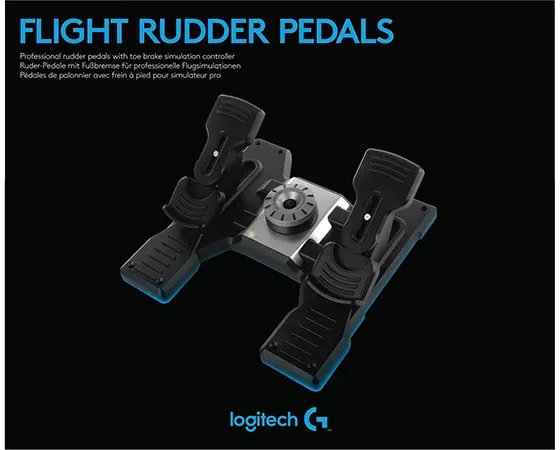 Logitech G Flight Rudder Pedals Professional Simulation Rudder Pedals with Toe Brake
