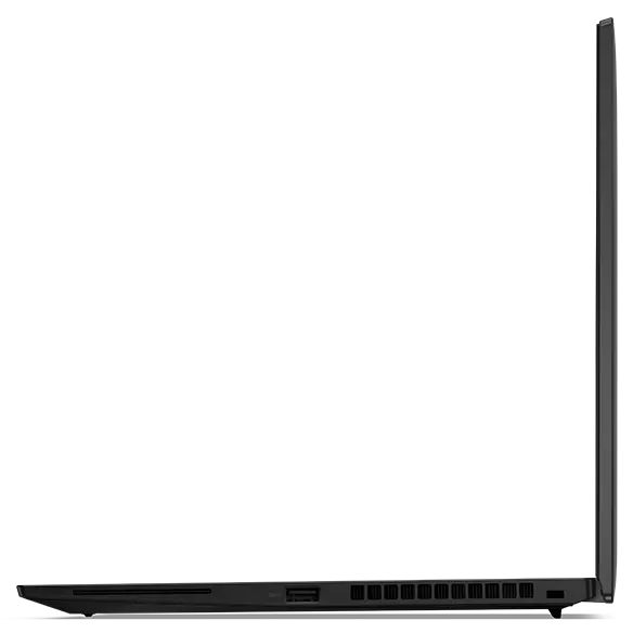 Höger profil av Lenovo ThinkPad T14s Gen 4 bärbar dator öppen 90 grader.