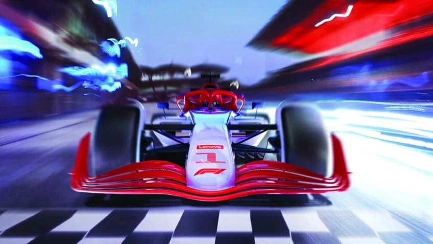 La voiture de course Formule 1 Lenovo sur la ligne de départ à damons