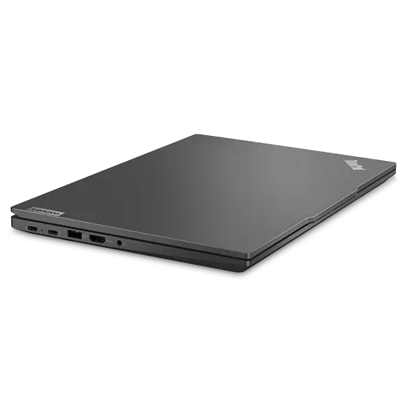 ThinkPad E14 Gen 5 (14” Intel) Notebook, Vorderansicht von links, Deckel geschlossen