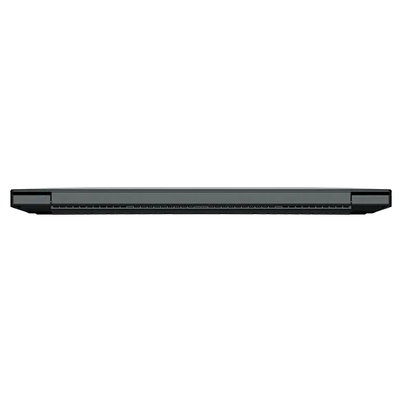 Primer plano de la estación de trabajo móvil Lenovo ThinkPad P1 Gen 6 (40,64 cm [16”] Intel) orientada hacia atrás, cerrada, mostrando los bordes de las cubiertas superior y trasera, además de las bisagras