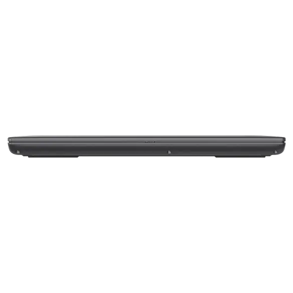 Nahaufnahme der mobilen Workstation Lenovo ThinkPad P16v (16” AMD) von vorne, geschlossen, mit Blick auf die Kanten der oberen und hinteren Abdeckung