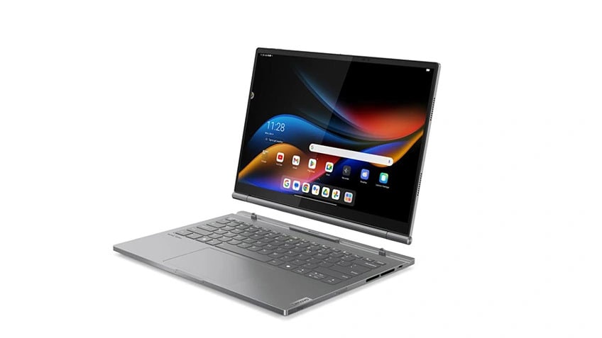 A ThinkBook Plus Gen 5 (Hybrid) with the screen detached from the keyboard for tablet mode.