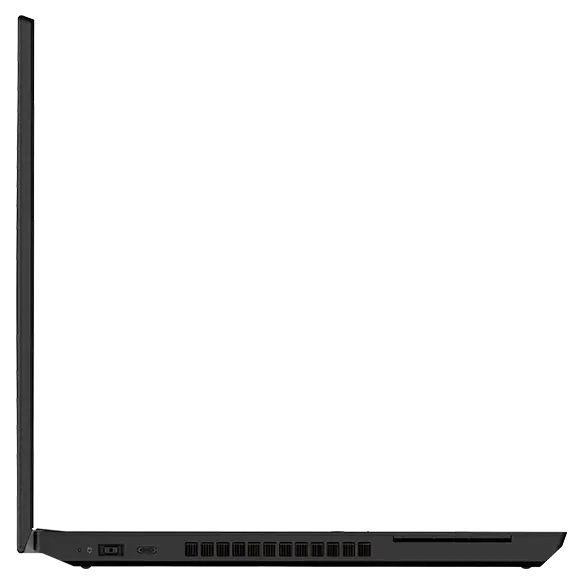 Profil gauche de la station de travail portable Lenovo ThinkPad P15v Gen 3, montrant le bord de l’écran et du clavier, plus les ports
