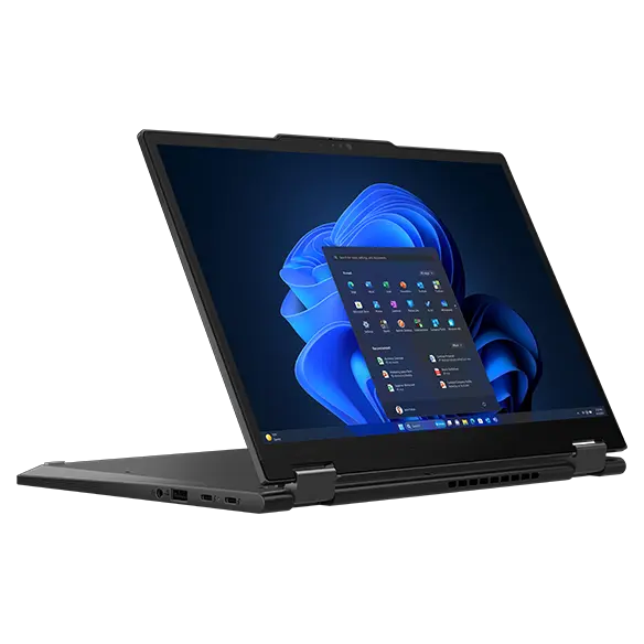 Lenovo ThinkPad X13 2-in-1 Gen 5 laptop, open 110 degrees in stand mode.