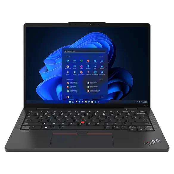 Front-facing Lenovo ThinkPad X13s laptop emphasizing Snapdragon® processor logo on the display.
