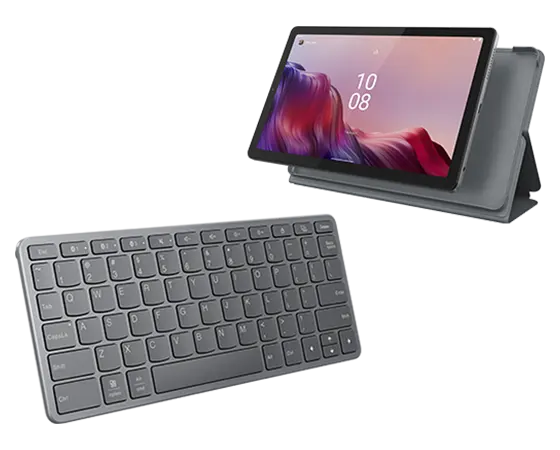 Lenovo Tab M9 (3GB 32GB) (WiFi) - Arctic Grey + Folio & Bluetooth Wireless Keyboard MediaTek Helio G80 Prozessor (2,00 GHz )/Android/32 GB eMMC