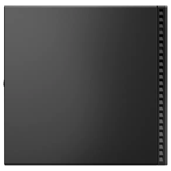Left-facing Lenovo ThinkCentre M70q Gen 4 Tiny (Intel) PC, showing left-side panel