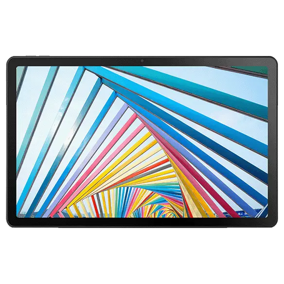 Front-facing view of Lenovo Tab M10 Plus Gen 3 2023 tablet with colorful image on display