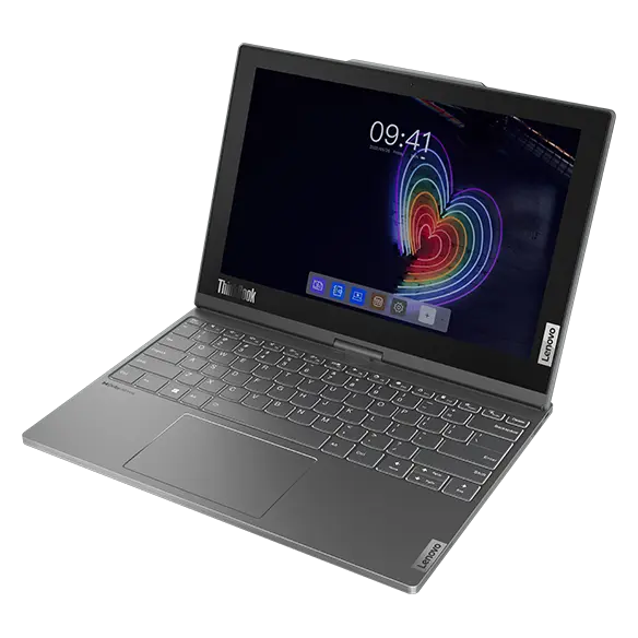Lenovo ThinkBook Plus Gen 4 (13” Intel) 2-in-1 laptop—front-left view, notebook mode