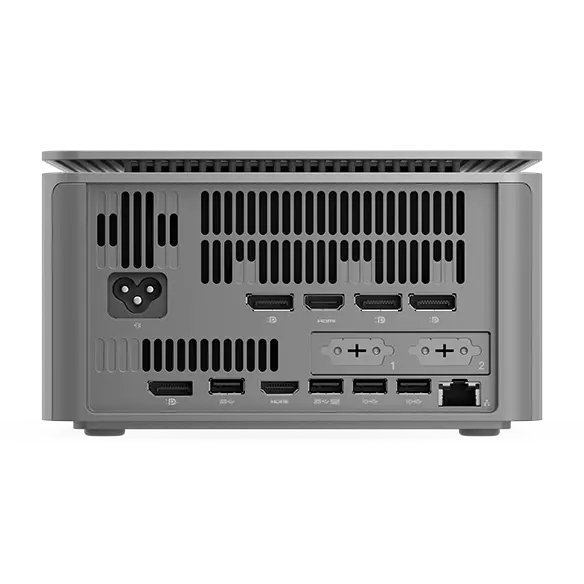 A rich selection of ports, ethernet RJ45 & optional expansion slots of Lenovo ThinkCentre Neo Ultra USFF.