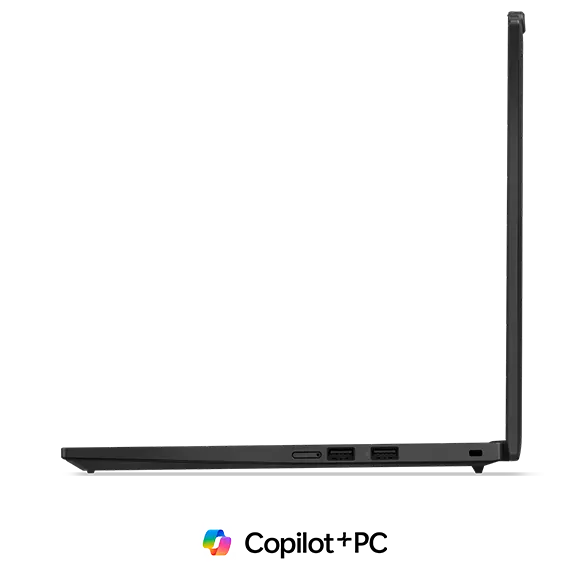 Right-side profile of the Lenovo ThinkPad T14s Gen 6 laptop open 90 degrees.