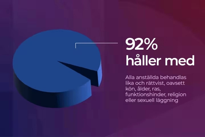 Ett cirkeldiagram som visar 92 %