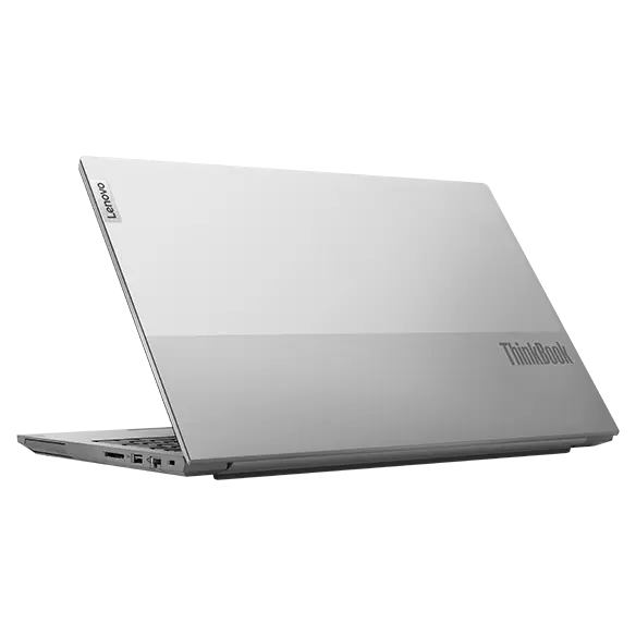 Rear view of Lenovo ThinkBook 15 Gen 5 laptop, showing dual-tone cover & right-side ports.